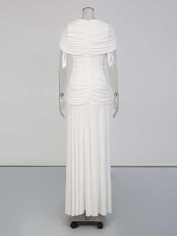 Sleeveless Turtleneck Dress With Gathered Waist