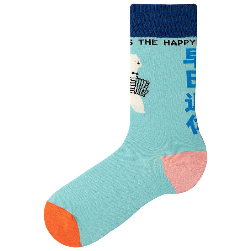 Cartoon Illustration Cute Sweet Ins Style Cotton Mid-calf Length Socks