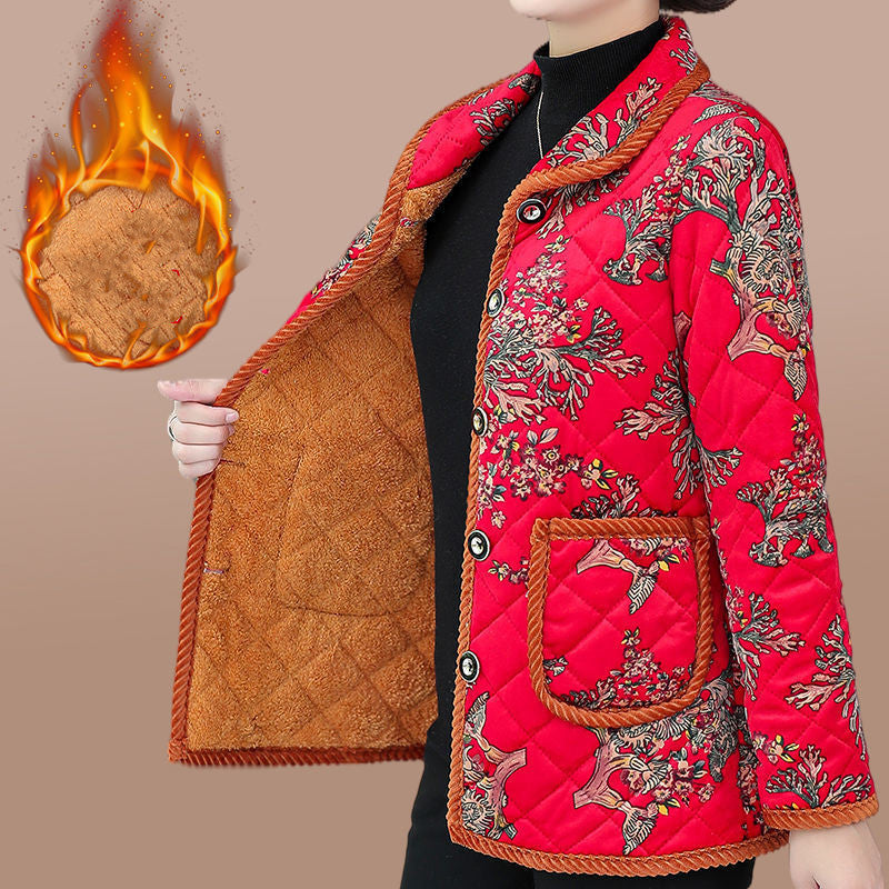 Winter Velvet Thickened Women's Short Cotton Padded Jacket Coat