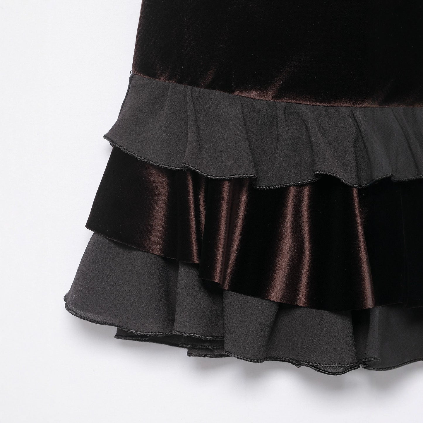 New Autumn Womens Velvet Patchwork Layered-Design Mini Skirt