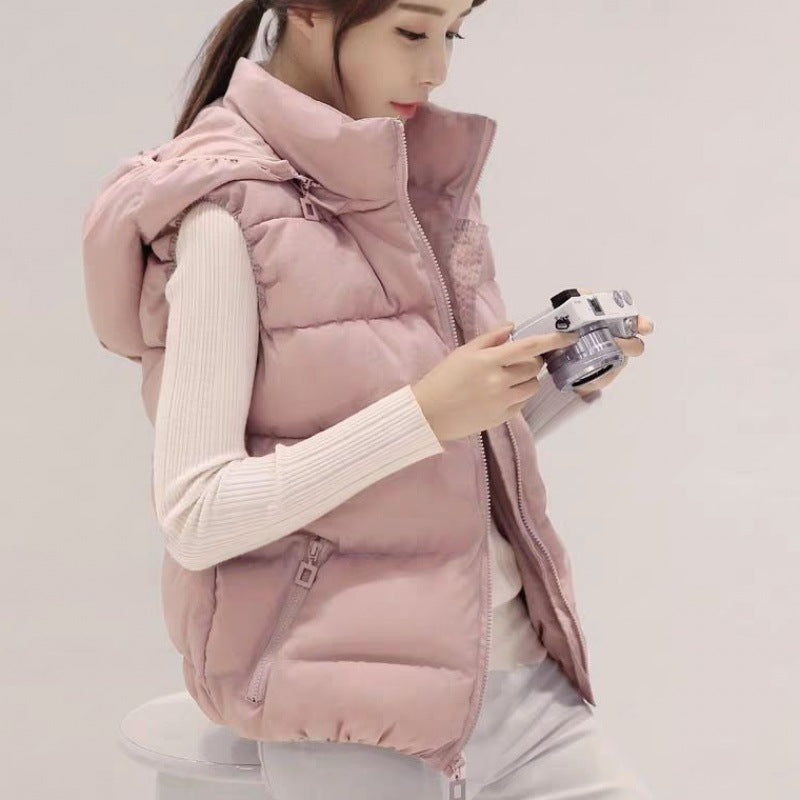 Short Student Hooded To Keep Warm Korean Version Of Thin Waistcoat