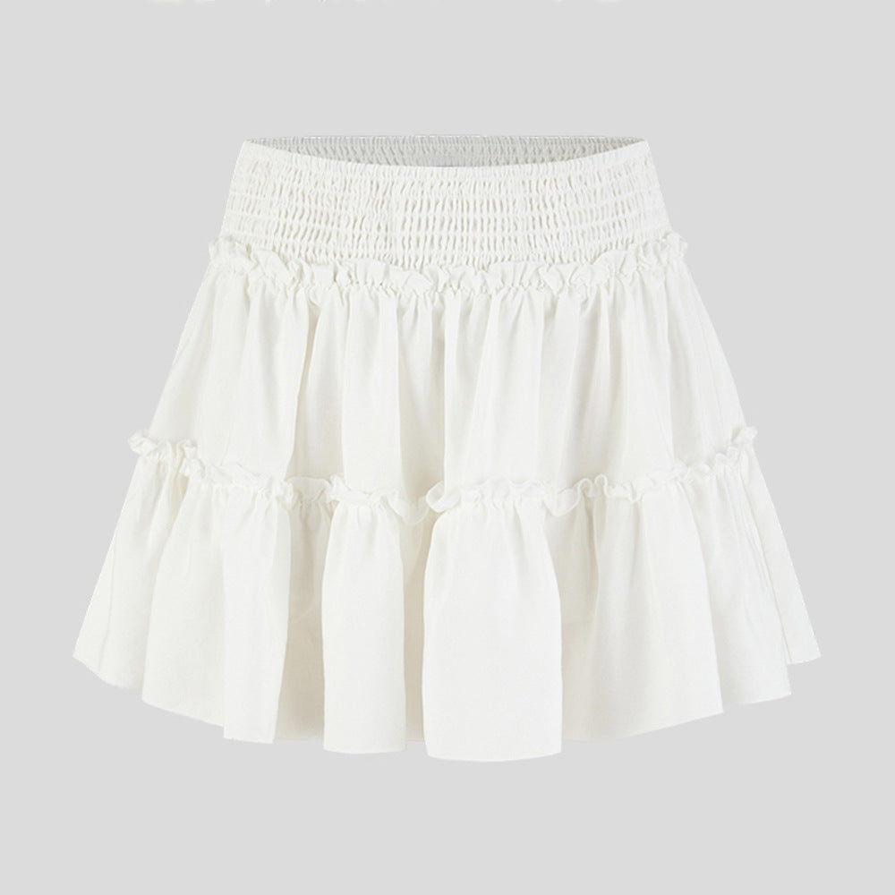 Women's High-waisted Elastic Waist Skirt With Lining
