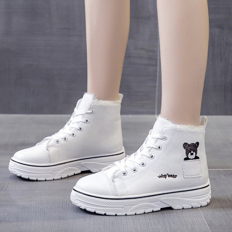 Fashion Martin Boots Women's Mid-heel Thick Canvas