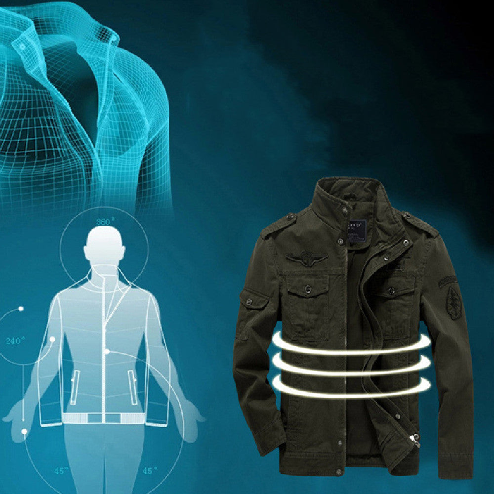 New Washed Men's Flying Stand Collar Men's Clothing Jacket