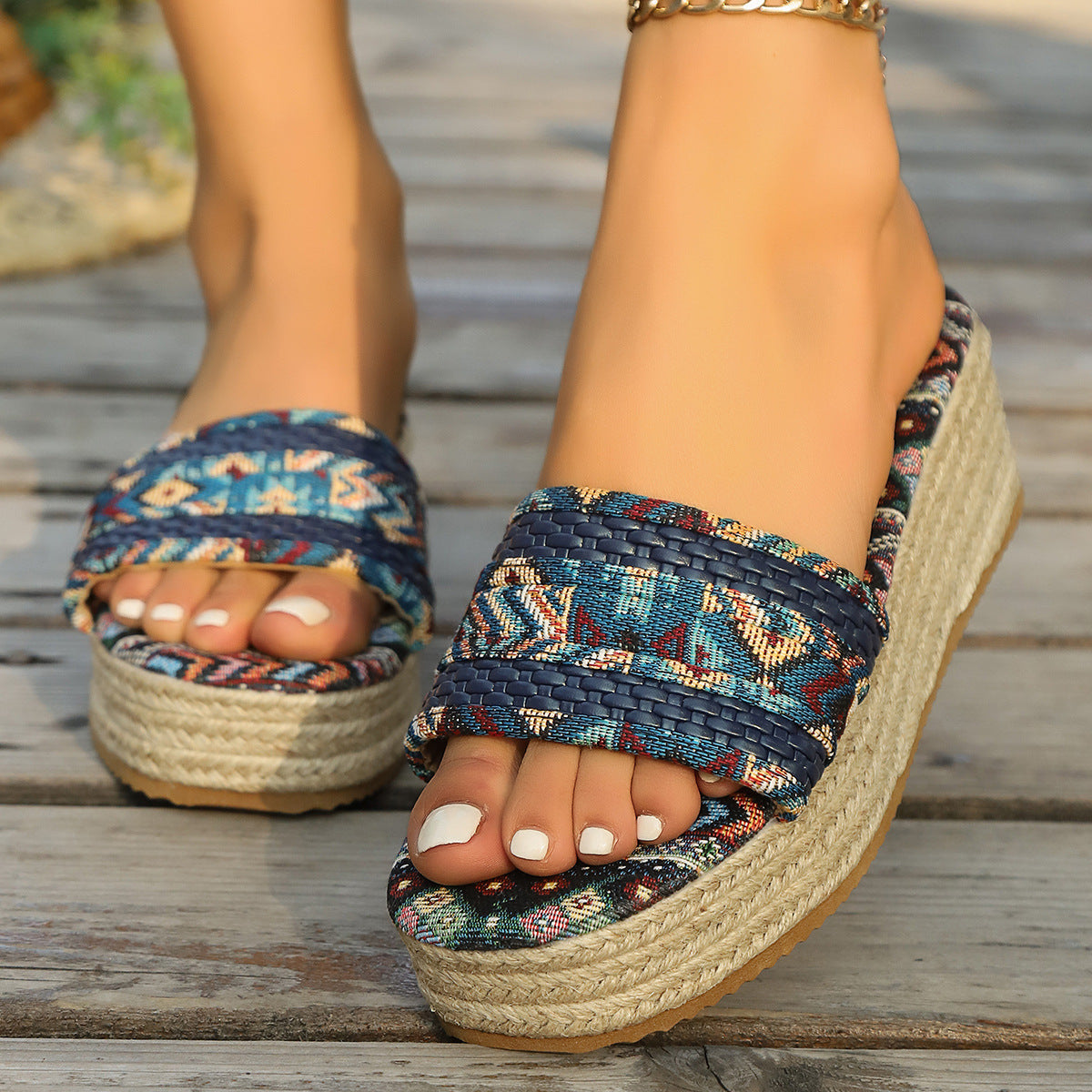 Rope Bottom Sponge Cake Slipper Female Plus Size