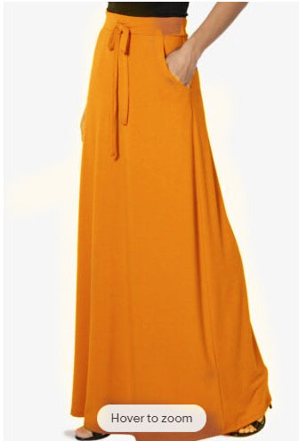 Versatile Solid-Color Drawstring Skirt For Women