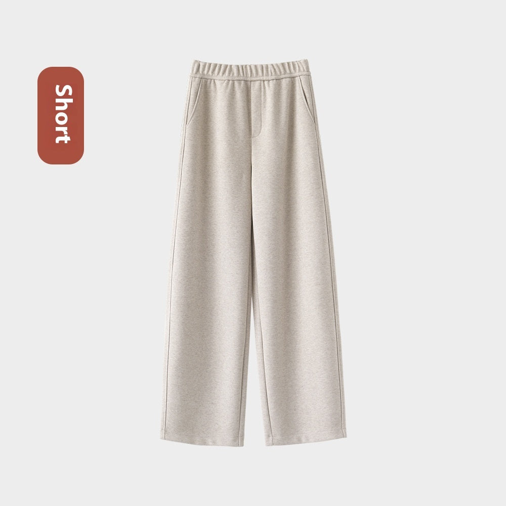 Autumn And Winter Straight Wool Heating Loose Slimming And Simple High Waist Casual Pants