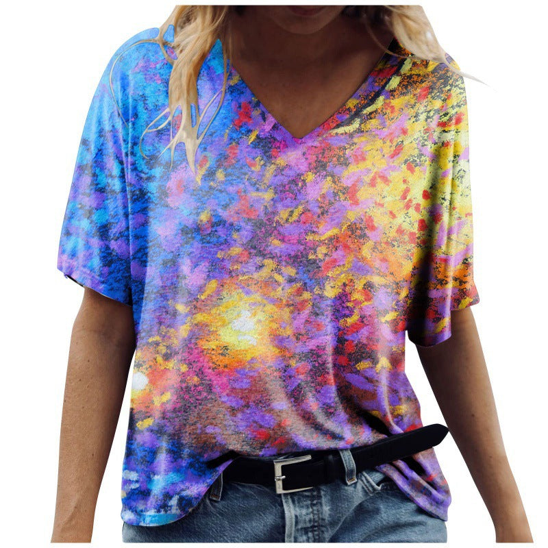 Short Sleeved T-shirt Printed On Women's Clothing