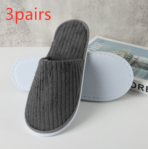 Disposable Eva Hotel Strip Coral Velvet Slippers