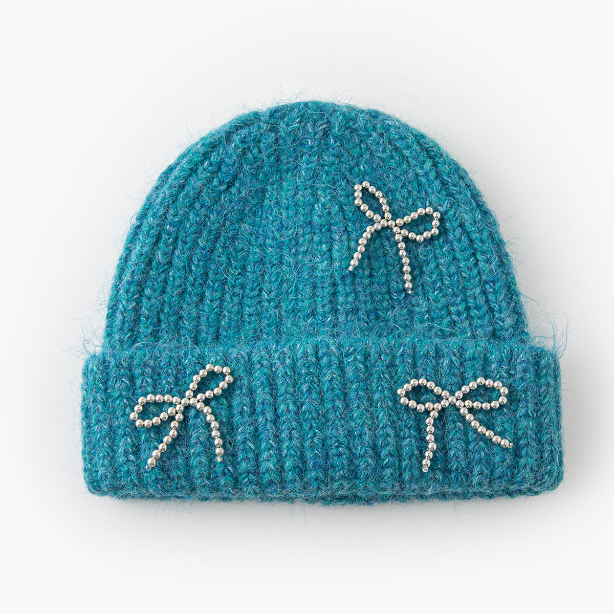 New AutumnWinter Solid-Color Bow-Knot All-Match Knitted Hat