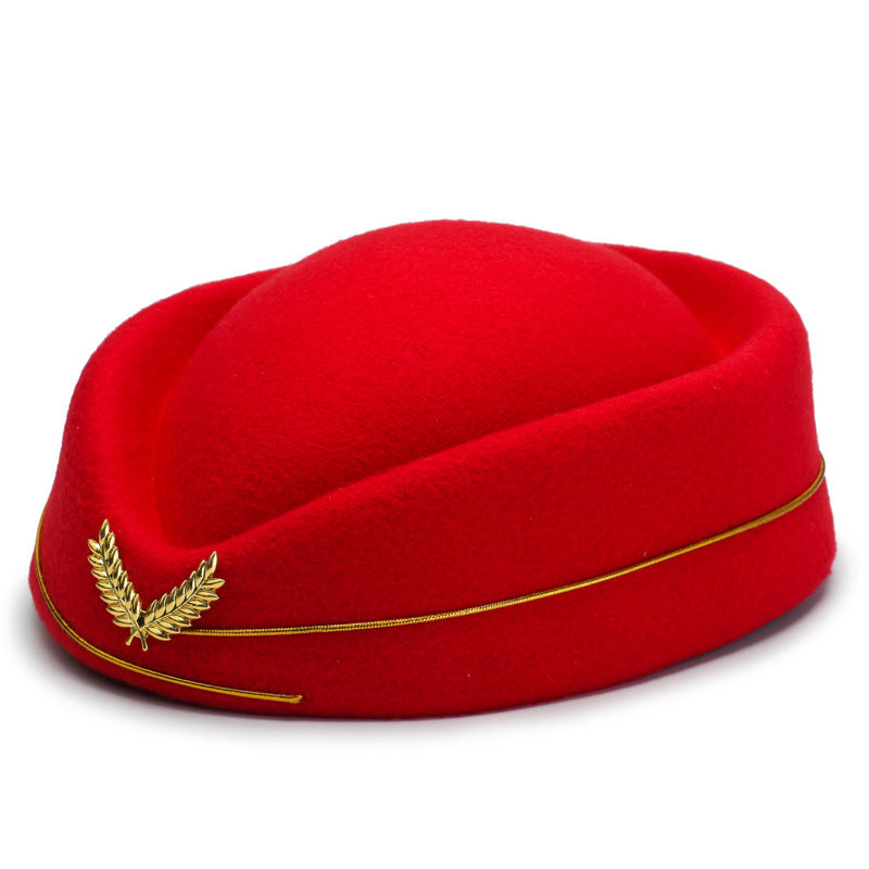 Simple And Versatile Flight Attendant Berry Hat