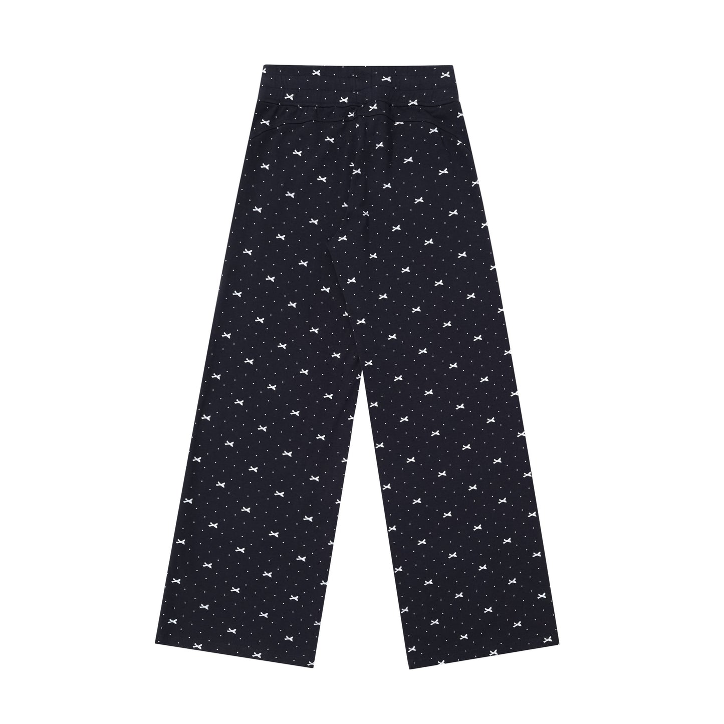 Polka Dot Bow Full Printed Design Loose Casual Wide-leg Trousers