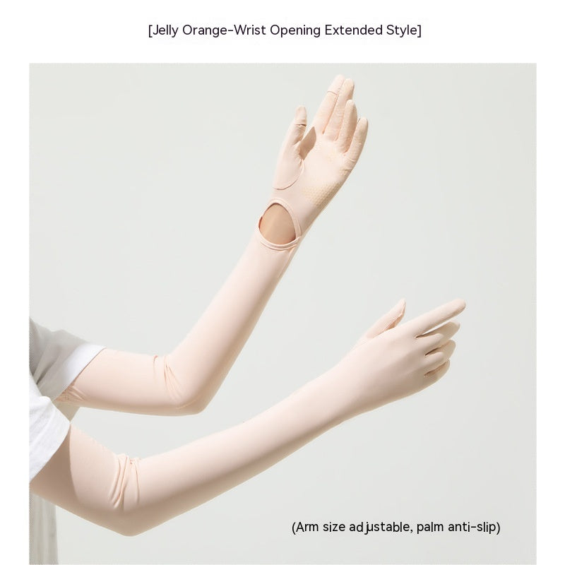 Nylon Ice Silk Long Sun Protection Ice Sleeve Gloves Women's UV Protection Sleeves Sun Protection Summer Long Arm Guard