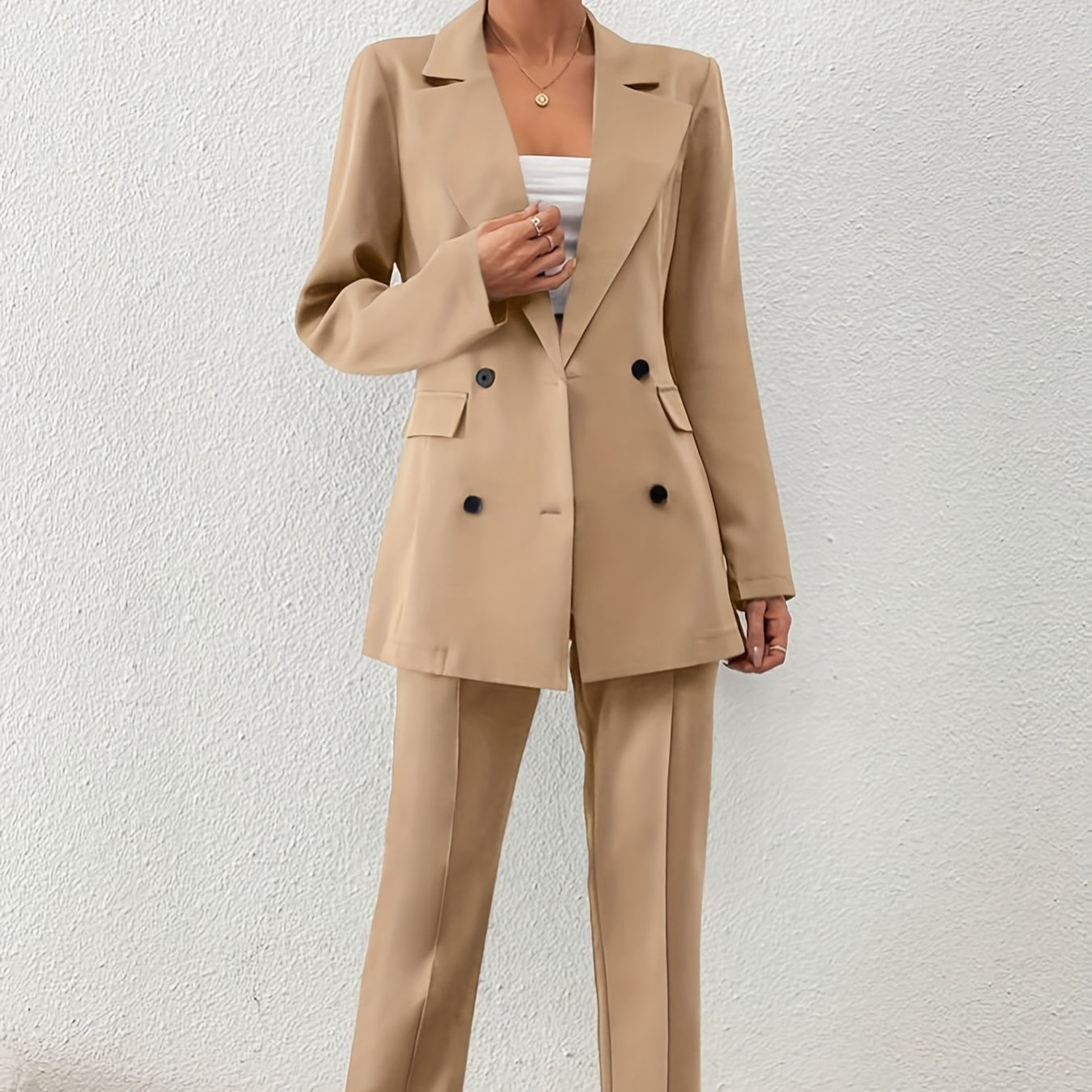 Elegant Solid Color Two-piece Lapel