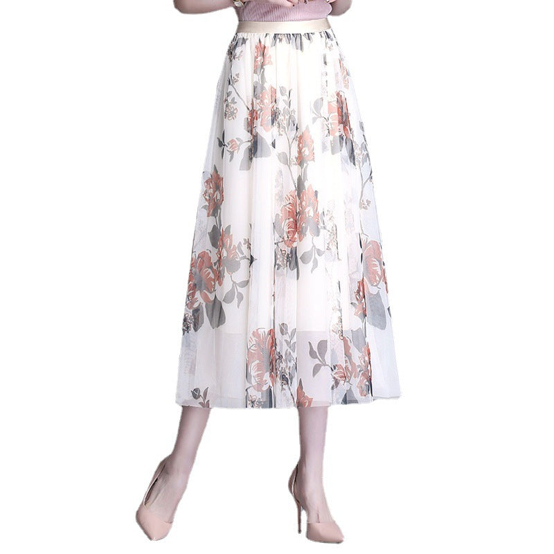 Mode Slankende Tre-lags Mesh Skirt