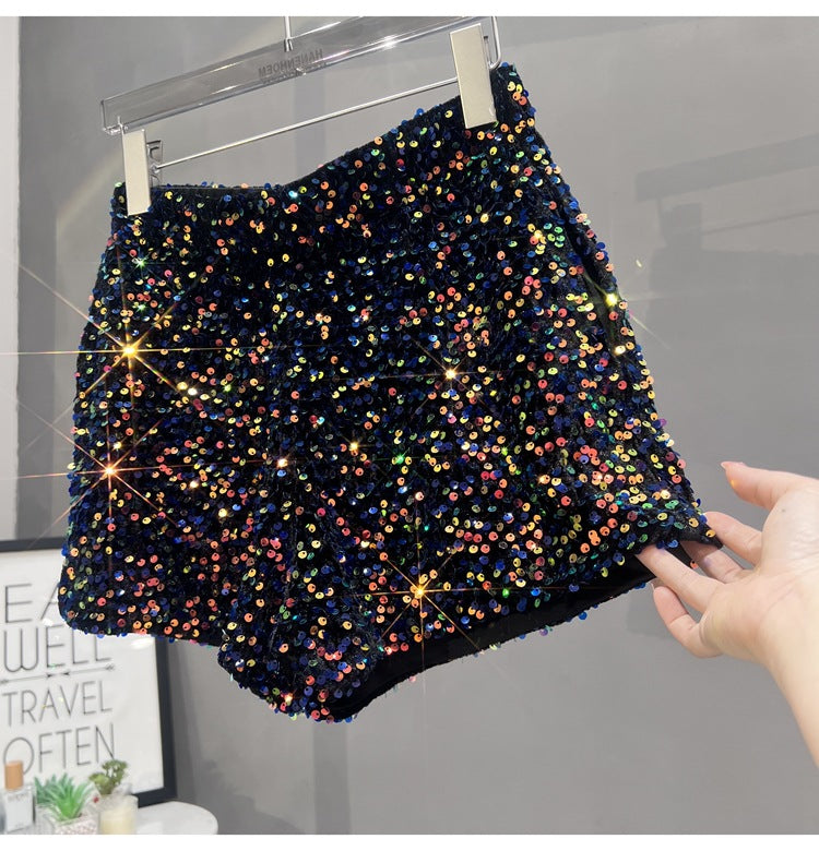 Suede Embroidered Beaded Gray Casual Shorts For Women