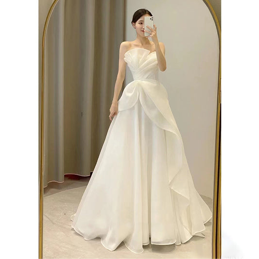 Welcome Yarn Fairy New Bridal French Entry Lux Trip Shoot Simple White Gauze Skirt