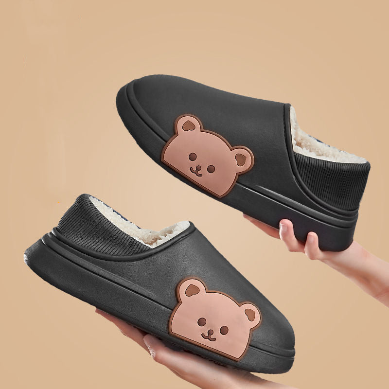 Household Cartoon Couple Bag With Fleece Warm Cotton Slippers