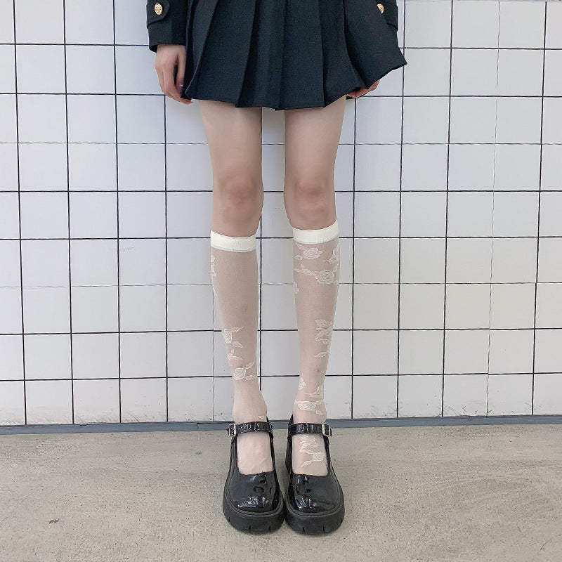 Summer New Cute Over-the-knee  Lace Calf Socks