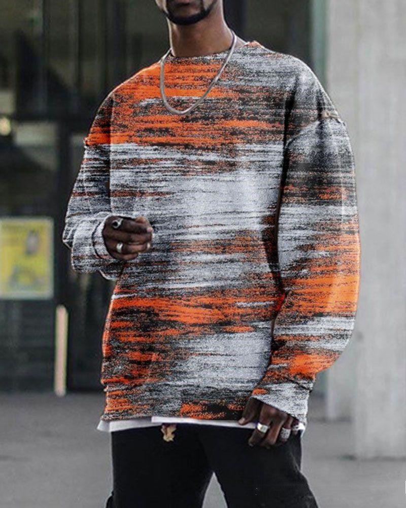 Digital Printing Loose Casual Trend Round Neck Long Sleeve Sweater 3d