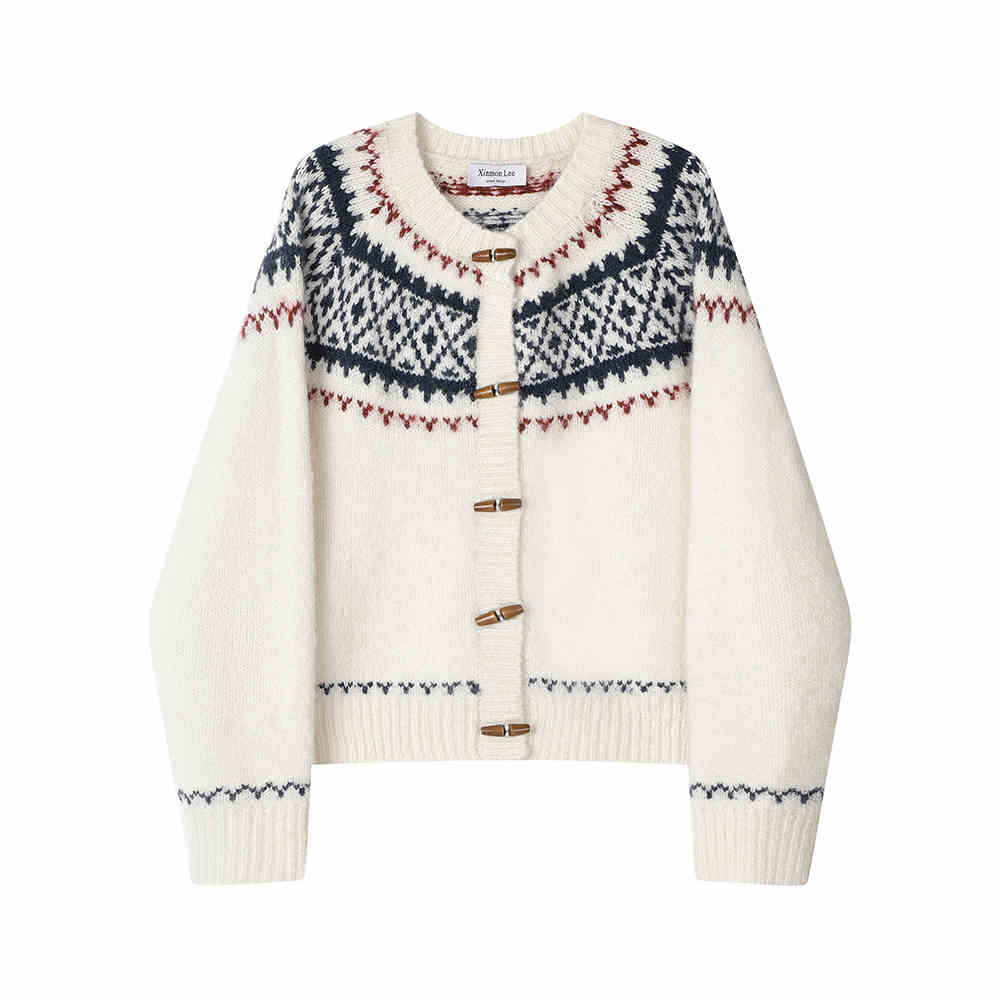 Christmas Sweater Cardigan Winter Slimming Two-tone Coat