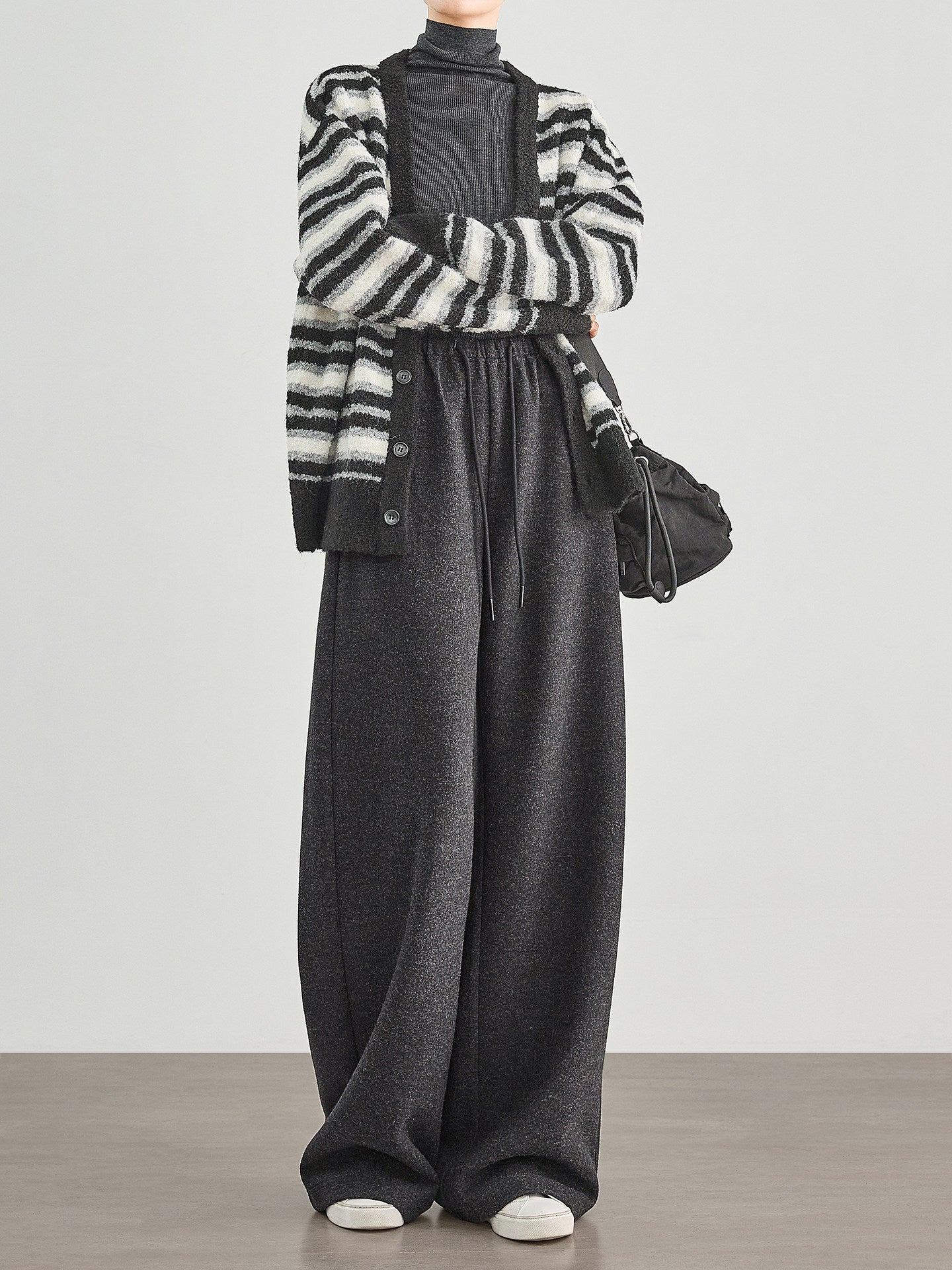 Womens Wool-Blend Patterned Tweed Casual Sweatpants