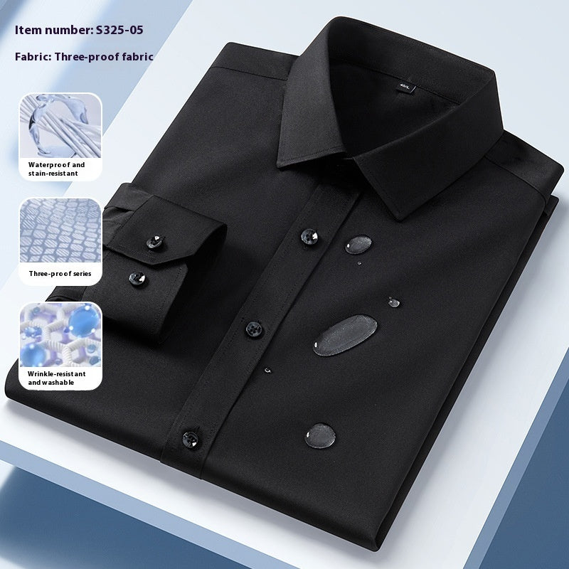 Spring And Summer Three-proof White Shirt Men's Long Sleeve