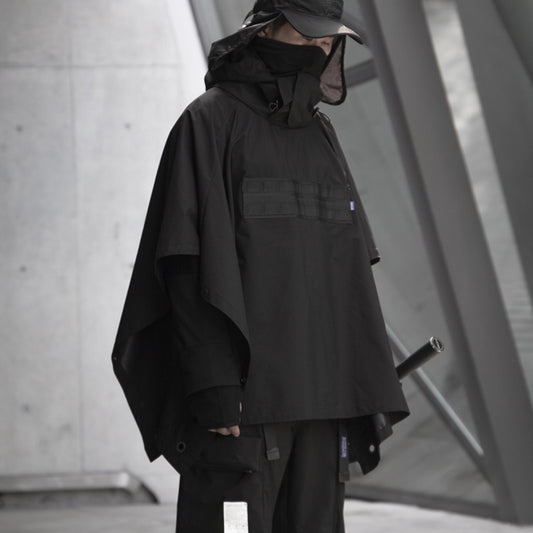 Cyberpunk Funktionel Kappe Mørk Ninja Sjal Udendørs Regn- og Snefrakke