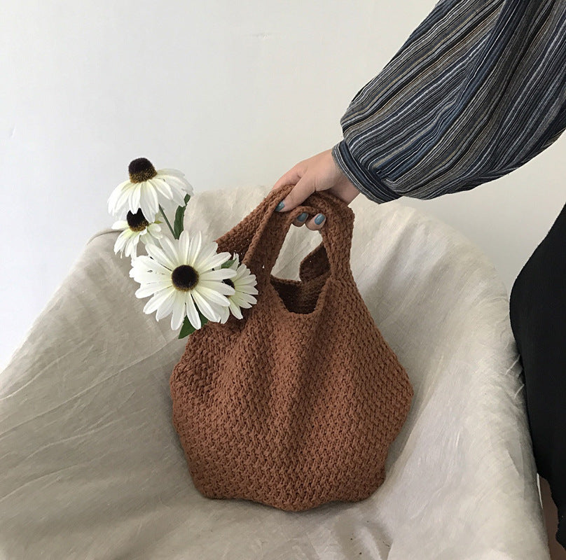 Women's Portable Loose Hemp Soft Knitted Wool Bag