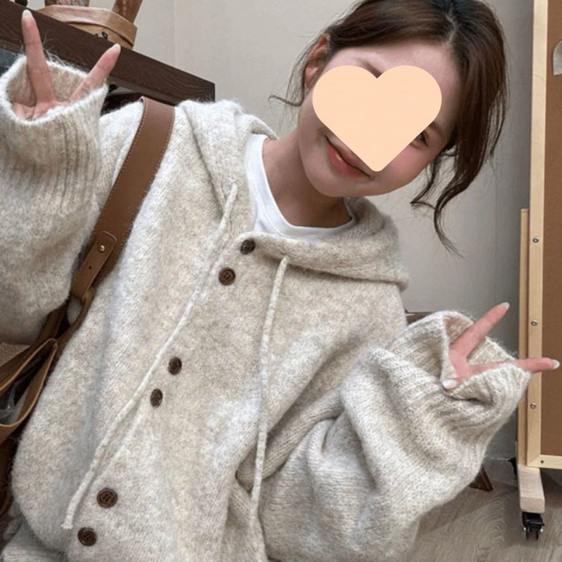 Tynd Koreansk Top Med Løst Og Afslappet Striklook