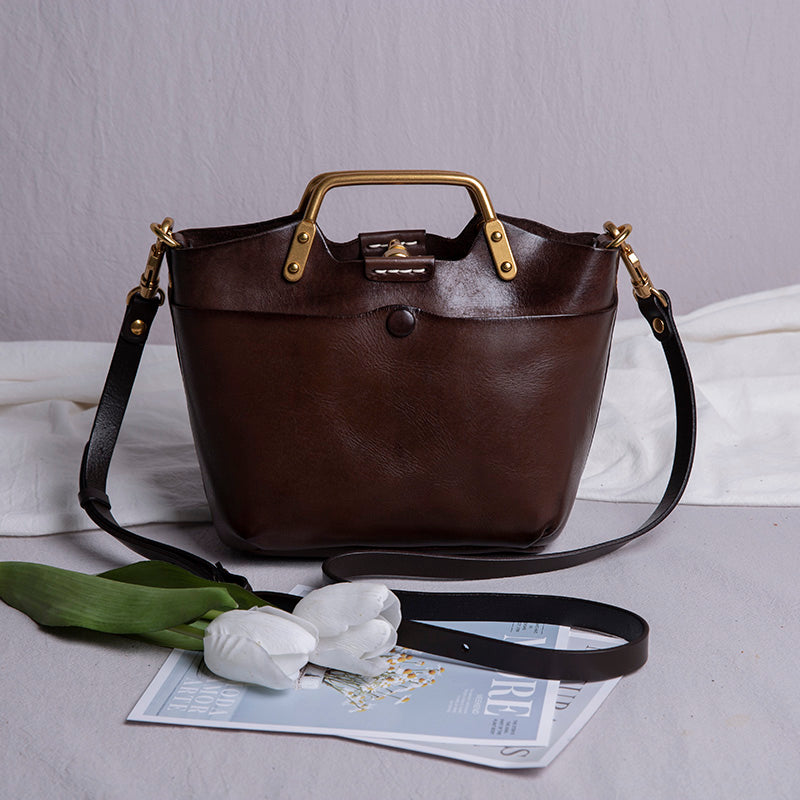 Ægte Læder Skuldertaske Messenger Håndtaske Retro