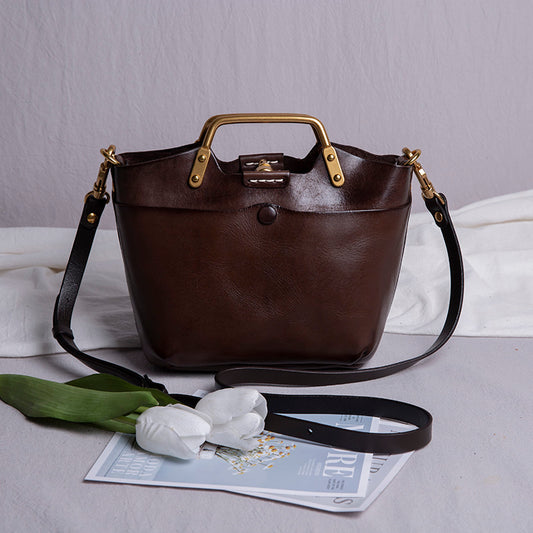 Ægte Læder Skuldertaske Messenger Håndtaske Retro