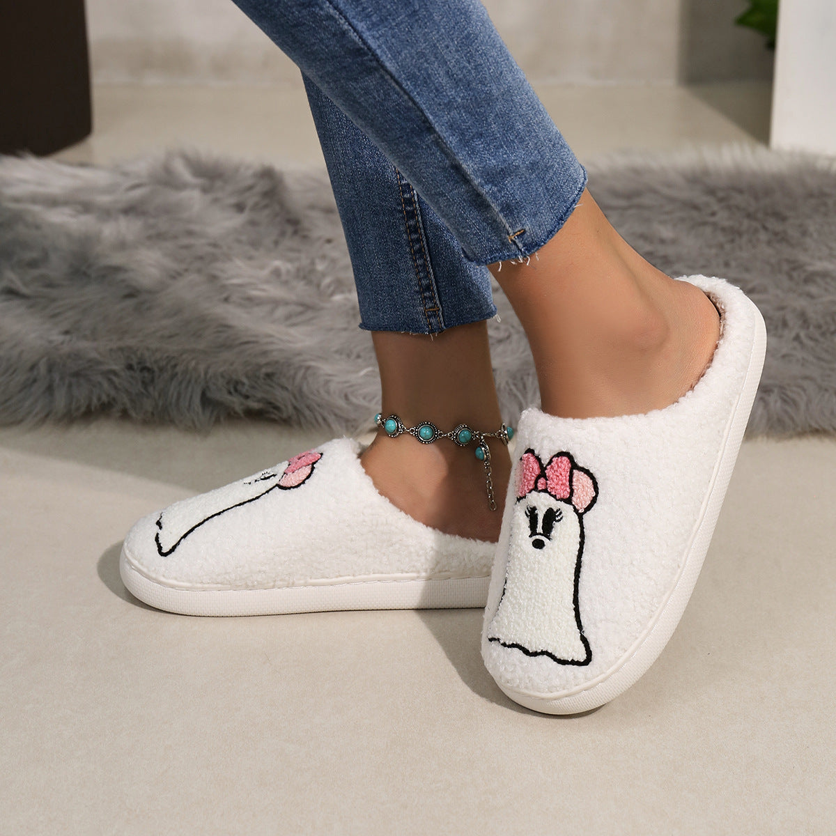 Cartoon Little Ghost Home Slippers Memory Sponge