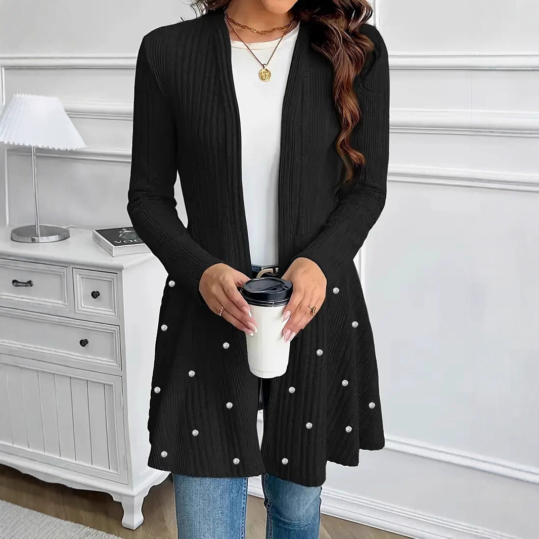 Elegant And Stylish Temperament Commuting Beaded Heavy-duty Knit Cape Jacket