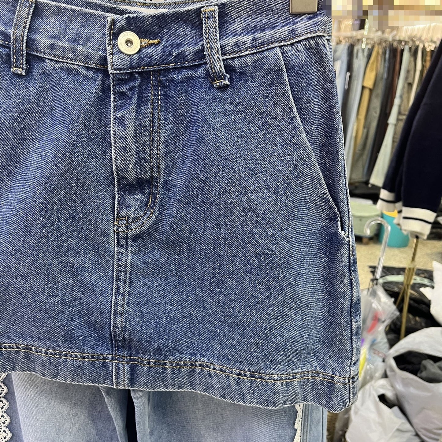 Fashionable Slimming Temperament A- Type Denim Skirt