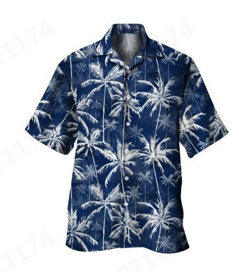 Fiber Men's Short-sleeved Shirt Stretch Printed Shirt