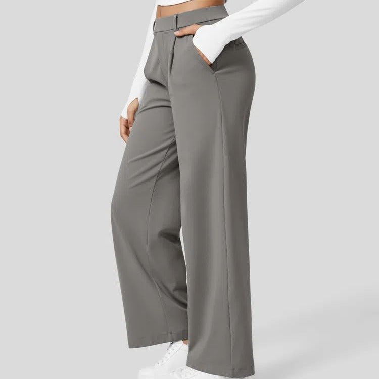 European And American High Waist Pocket Cropped Straight Pants