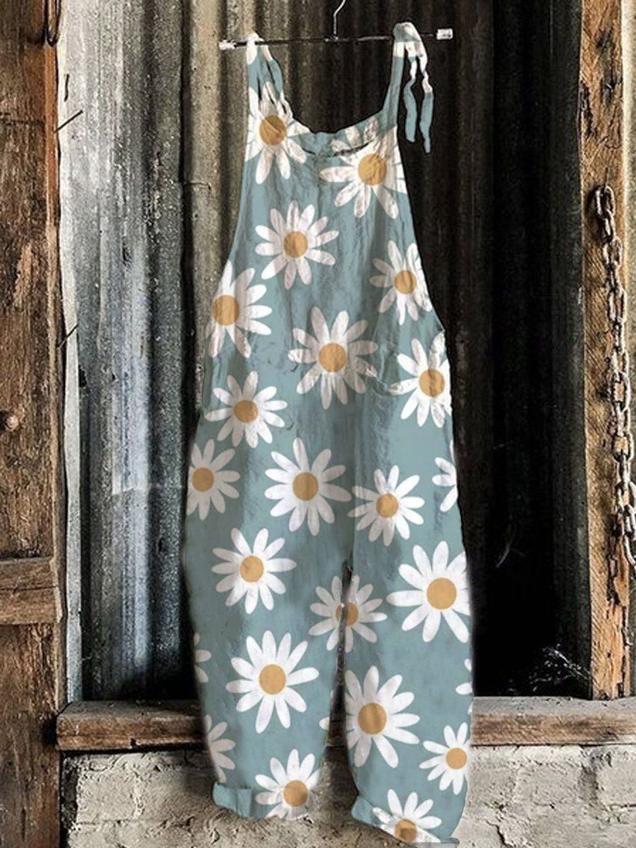 Printed Retro Wide-leg Women's Jumpsuit