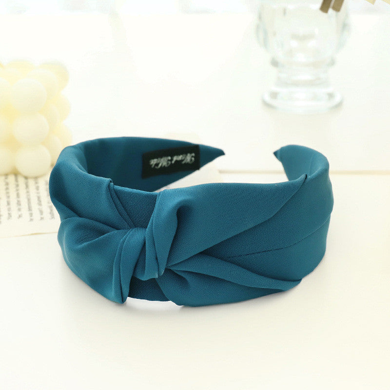 Pure Color Fabric Cross-knotted Headband Temperament Ladies