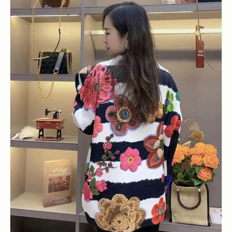 Goods Exquisite Rhinestone Rich Flower Hooded Sweater