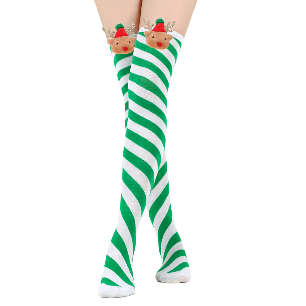 Bow Christmas Stockings Over The Knee Decorative High Tube