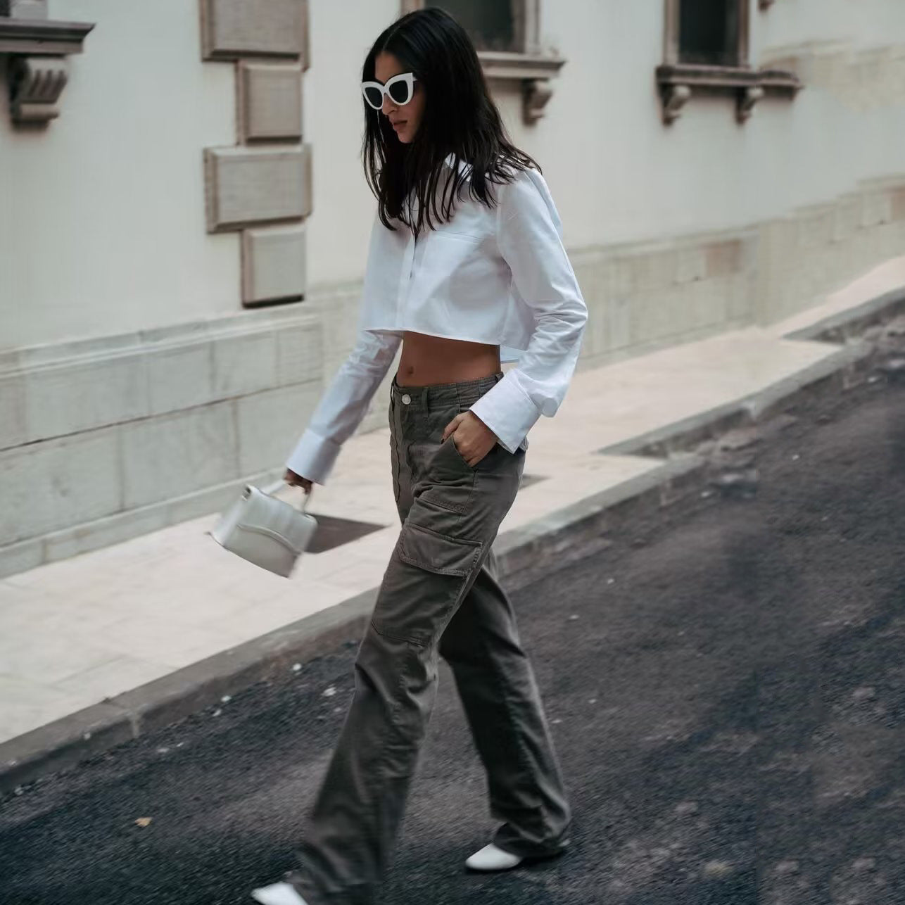 Women's Fashionable And Versatile Multi-pocket Workwear Long Pants