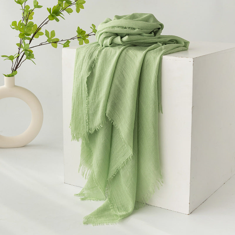 Strict Selection Summer Cotton And Linen Scarf Solid Color Simple Sun Protection