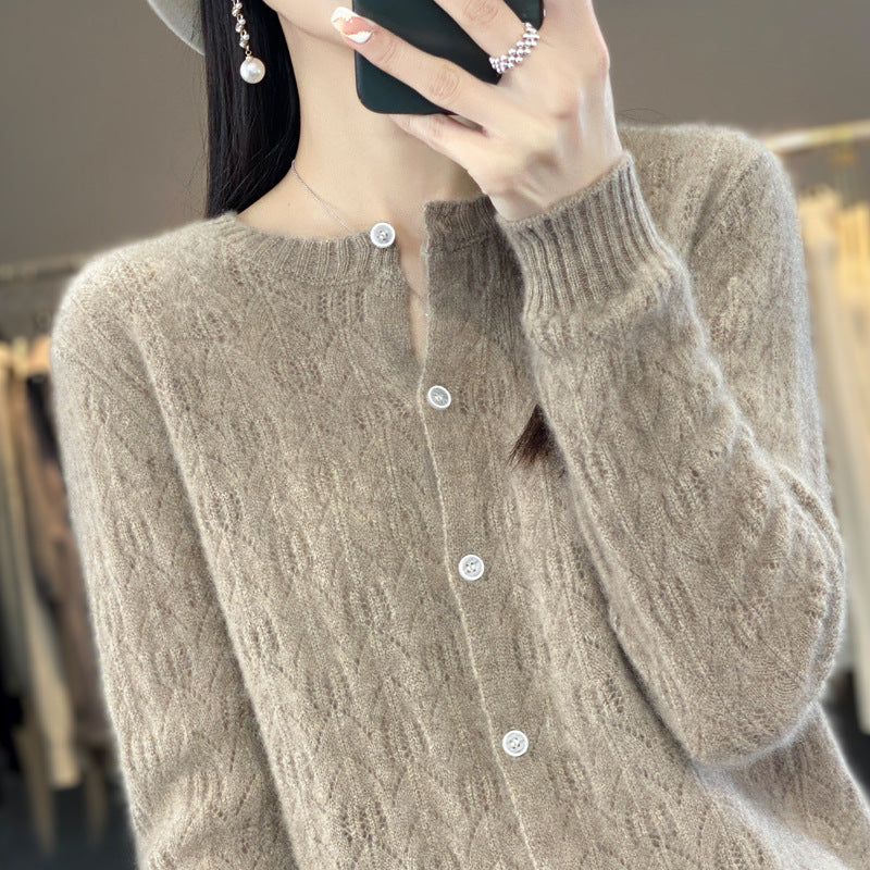 Slimming Round Neck Sweater Coat Women's Top