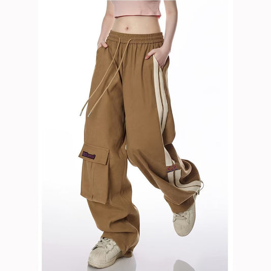 Women's Vintage Stripe Multi-pocket All-matching Straight Casual Pants