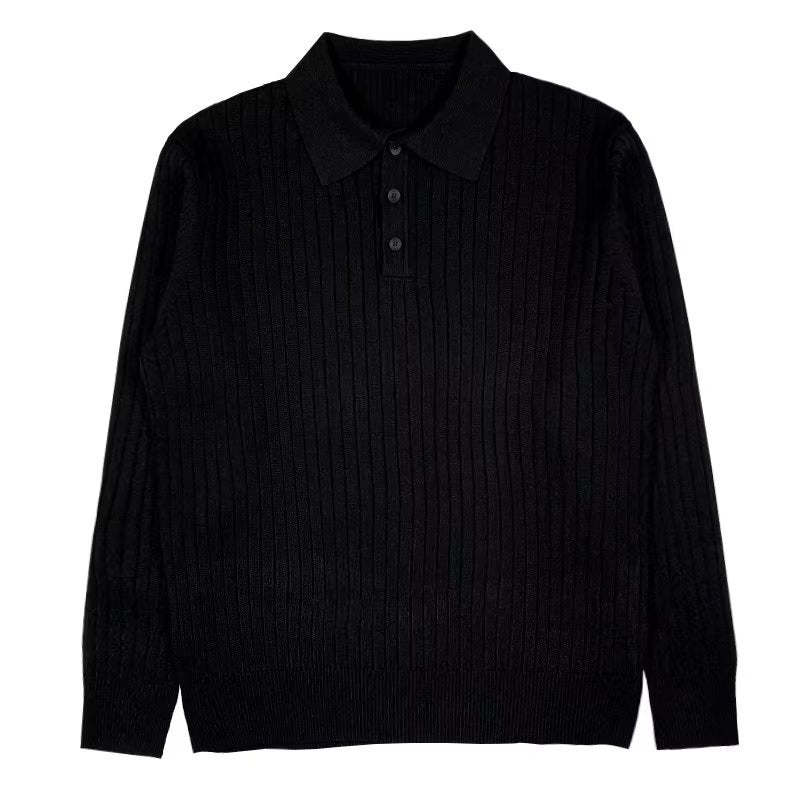 Efterår Polo Revers Trøje Herre Langærmet Bundskjorte Top
