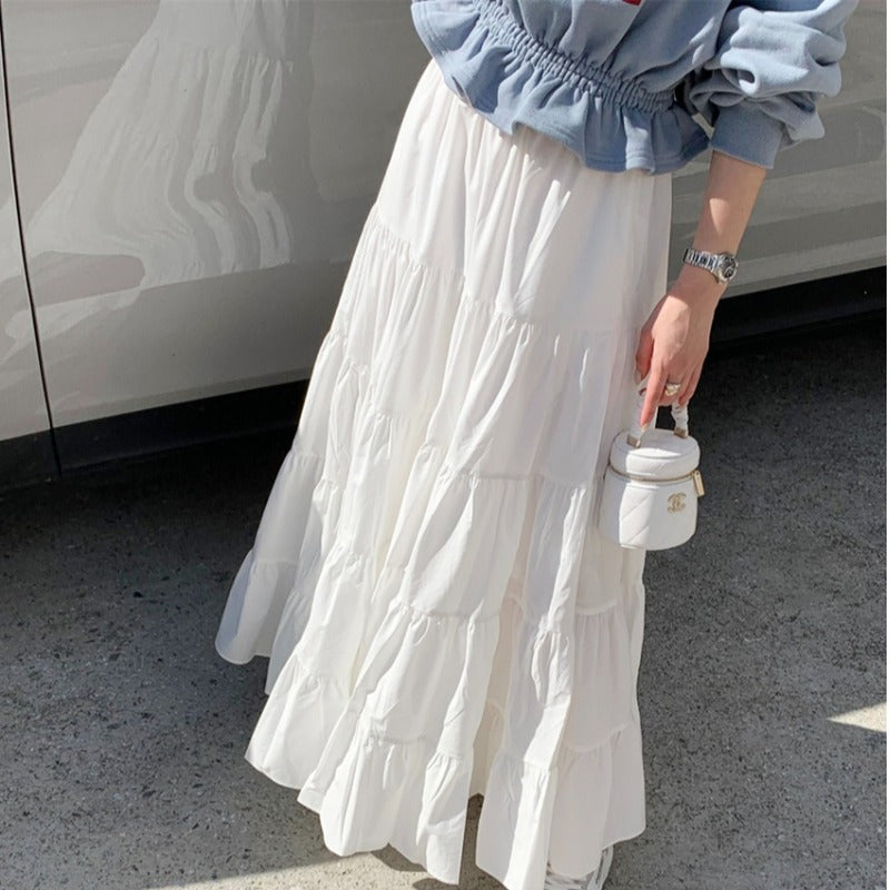 Retro Fashion Casual Simple Versatile High Waisted Skirt