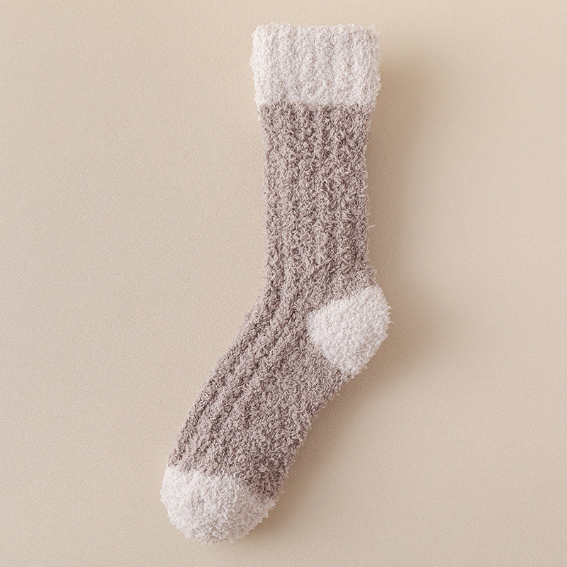 Coral Fleece Socks Women's Thickened Thermal Middle Tube