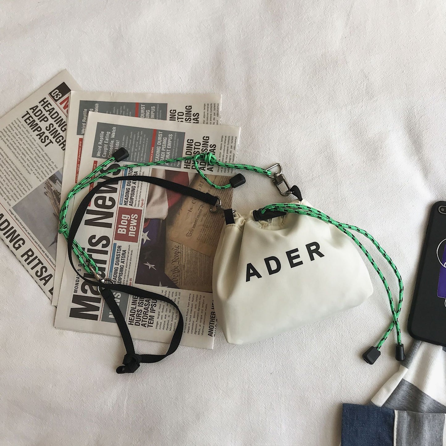 Drawstring Mini Sports Bag With Letters On One Shoulder Messenger