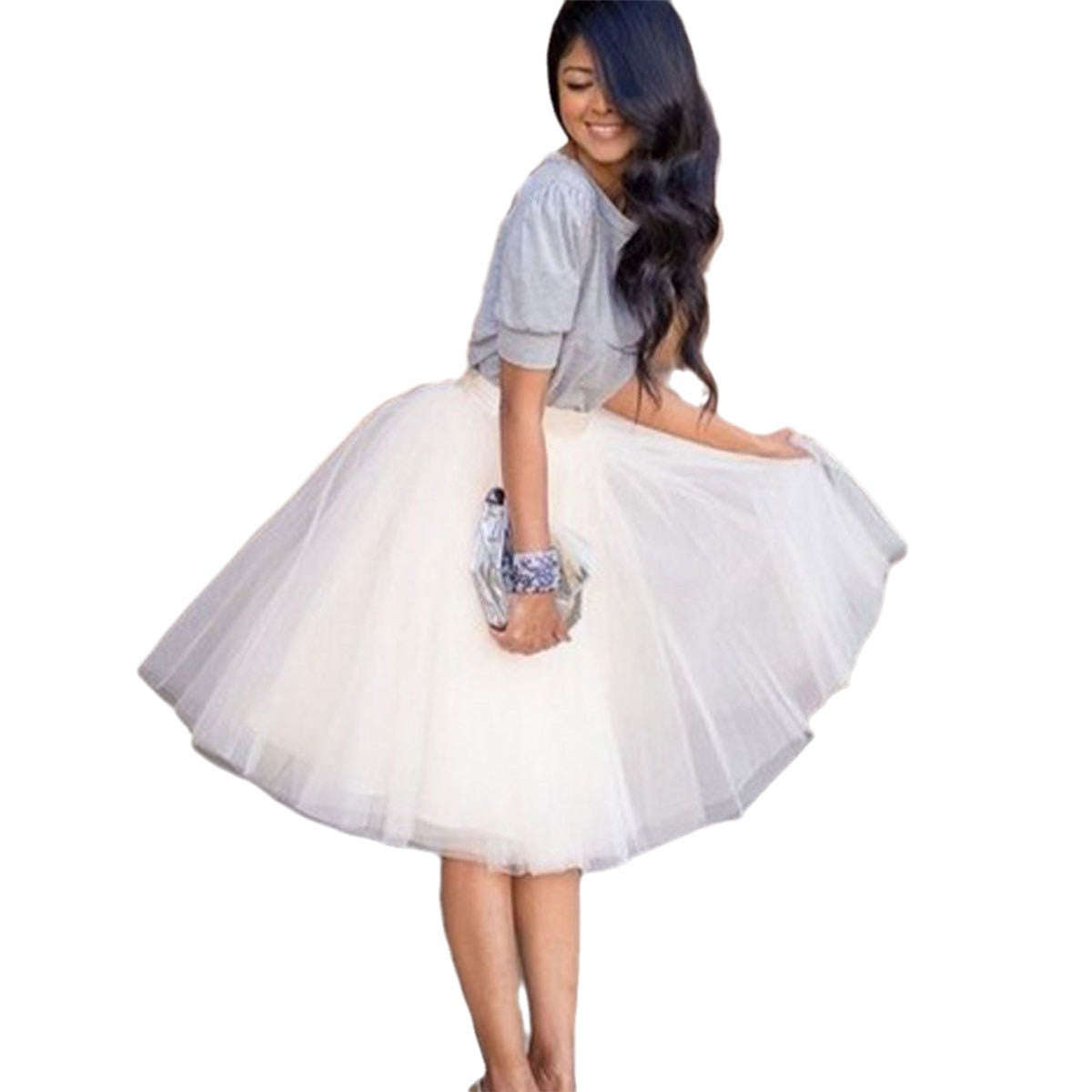 Pleated Elegant Mesh Skirt